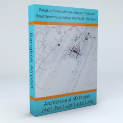 Bangkok Suvarnabhumi BKK Airport Roads Buildings Public Trans 3D model