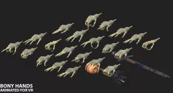 Bony Hands - animated for VR Low-poly  3D model
