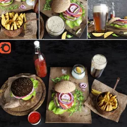 Burgers with potatoes and beer 3D model