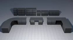 Laboratory shelves and desks 3D model