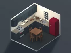Low Poly Modular Kitchen Low-poly  3D model