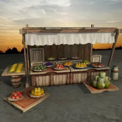 Medieval Fruit Shop Low-poly  3D model