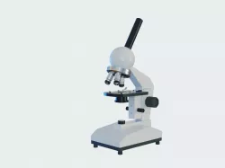 Microscope with optical system - Lab equipment Low-poly  3D model