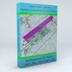 Munich MUC Airport Roads Buildings and Public Transport Lines 3D model