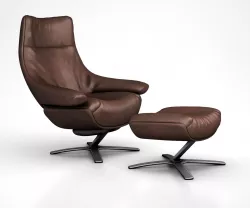 Natuzzi Re-Vive Leather Recliner and  Ottoman Set by West Elm 3D model