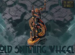 Old Spinning Wheel model Low-poly  3D model