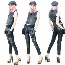 3D model Zips And Belts Decorated Black Leather Biker Pants VR / AR /  low-poly