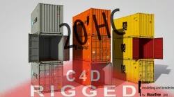 Shipping Container 20ft High Cube rigged 3D model