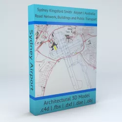 Sydney Kingsford Smith SYD Airport Roads Buildings Public Trans 3D model
