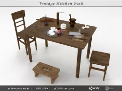 Vintage Kitchen Pack Low-poly  3D model