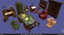 Vintage Office Asset Pack Low-poly  3D model