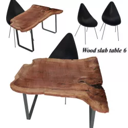 Wood slabs table 6 3D model