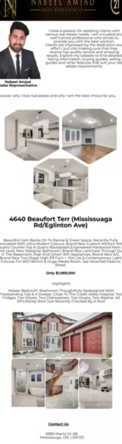 4640 Beaufort Terr (Mississuaga Rd/Eglinton Ave)