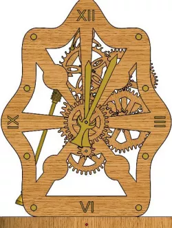 Wooden clock with non-circular gears and electromagnetic pendulum