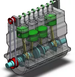 4 CYLINDER ENGINE WITH MOTION STUDY