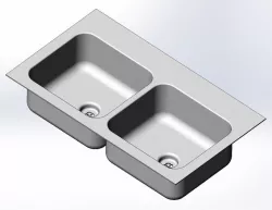 Double undermount kitchen sink, stainless steel