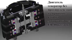 Engine generator without counteraction on the principle of the second magnetic field G.V. Nikolaev