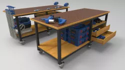 Mobile work bench with tools