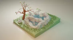 Low poly spring scene