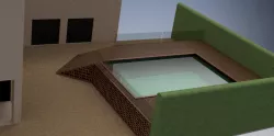 Pool for an hotel, rendering and cad