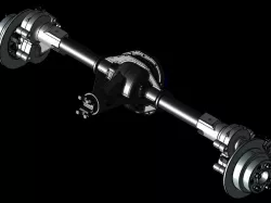 Rear axle with portal hubs.