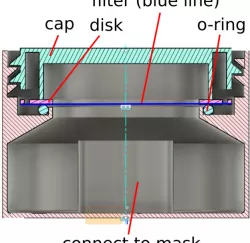 virus filter adapter for KHROOM, DIVELUX, Decathlon snorkel dive mask