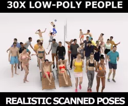 30x PEOPLE  SPORT SPORTS BEACH SUMMER CASUAL PEOPLE CROWDS Low-poly 3D model