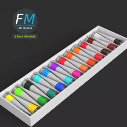 Acrylic paint color set 3D model