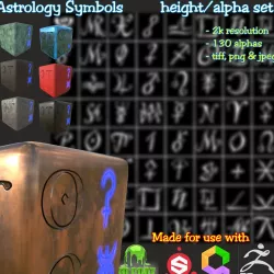 Astrology symbols set Height map Alpha Brushes decals Texture Texture