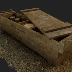 British army wooden grenade crate WW1 and WW2 Low-poly 3D model