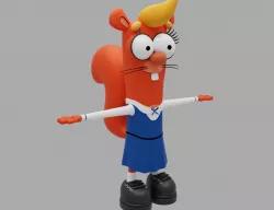 Cartoon chipmunk Low-poly 3D model