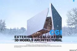 CGI Architectural l Exterior lighting setup l Psd file Free low-poly 3D model