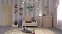 Childrens furniture set Azzurra Rinascimento antique white 3D model