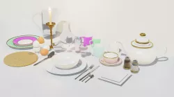 Dinnerware Set Low-poly 3D model