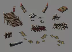 Dynasty Steam Harbour - Bridge Fence Damaged Machine 01 3D model