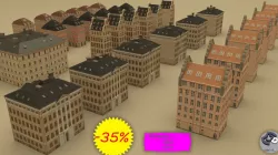 Exterior European Buildings Low-poly 3D model