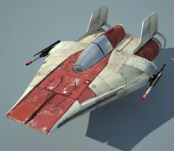 Game Ready Star Wars RZ-1 A-wing interceptor Starfighter Low-poly 3D model