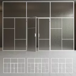 Glass partition door Set 42 Low-poly 3D model