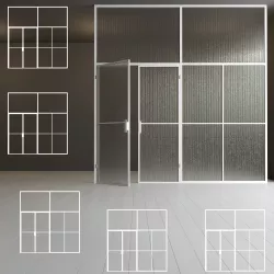 Glass partition door Set 43 Low-poly 3D model
