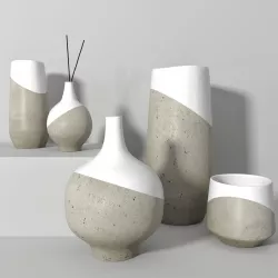 Half Dipped Stoneware Vases - West Elm 3D model