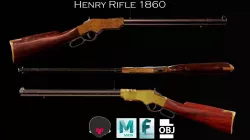 Henry Rifle 1860 game ready model Low-poly 3D model