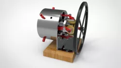 Horizontal Four Cylinder Steam Engine With Rotating Valve Disc Design In solidworks- By MD RASHID