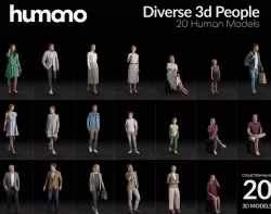 Humano 20-Collection 04 -  DIVERSE PEOPLE - 20x 3D models  3D model