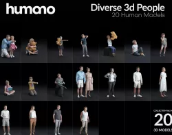 Humano 20-Collection 05 - CASUAL HOME PEOPLE - 20x 3D models  3D model