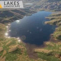 Lakes Landscape Low-poly 3D model