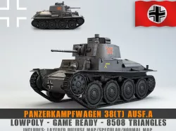Low Poly Panzer 38t Light Tank Low-poly 3D model
