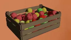 Low-poly Wooden apple basket Low-poly 3D model