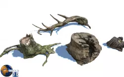 Lowpoly Dead Tree Stump Collection Pack 3D Model Low-poly 3D model