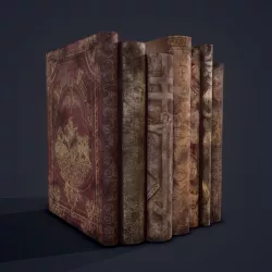 Medieval Books Row 1 Design 1  Low-poly 3D model