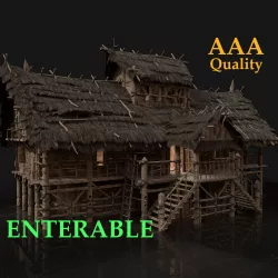 Next Gen AAA FANTASY MEDIEVAL WOODEN VIKING SWAMP HOUSE Low-poly 3D model